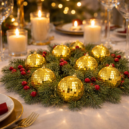 Unlit Mini Gold Mirror Disco Ball Ornaments