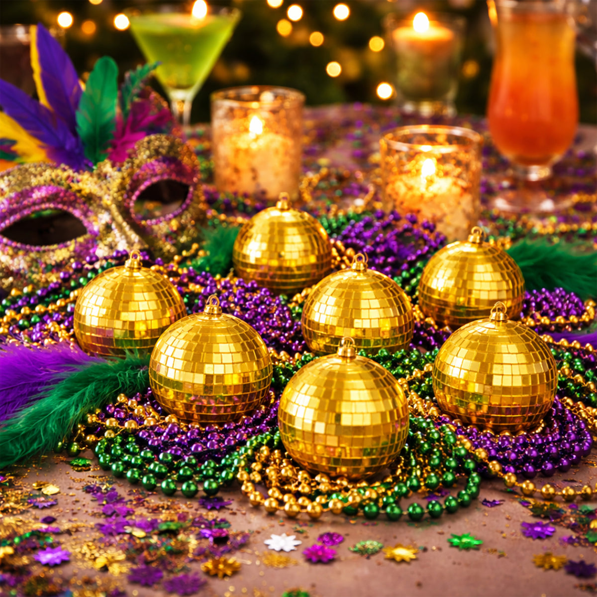 Unlit Mini Gold Mirror Disco Ball Ornaments