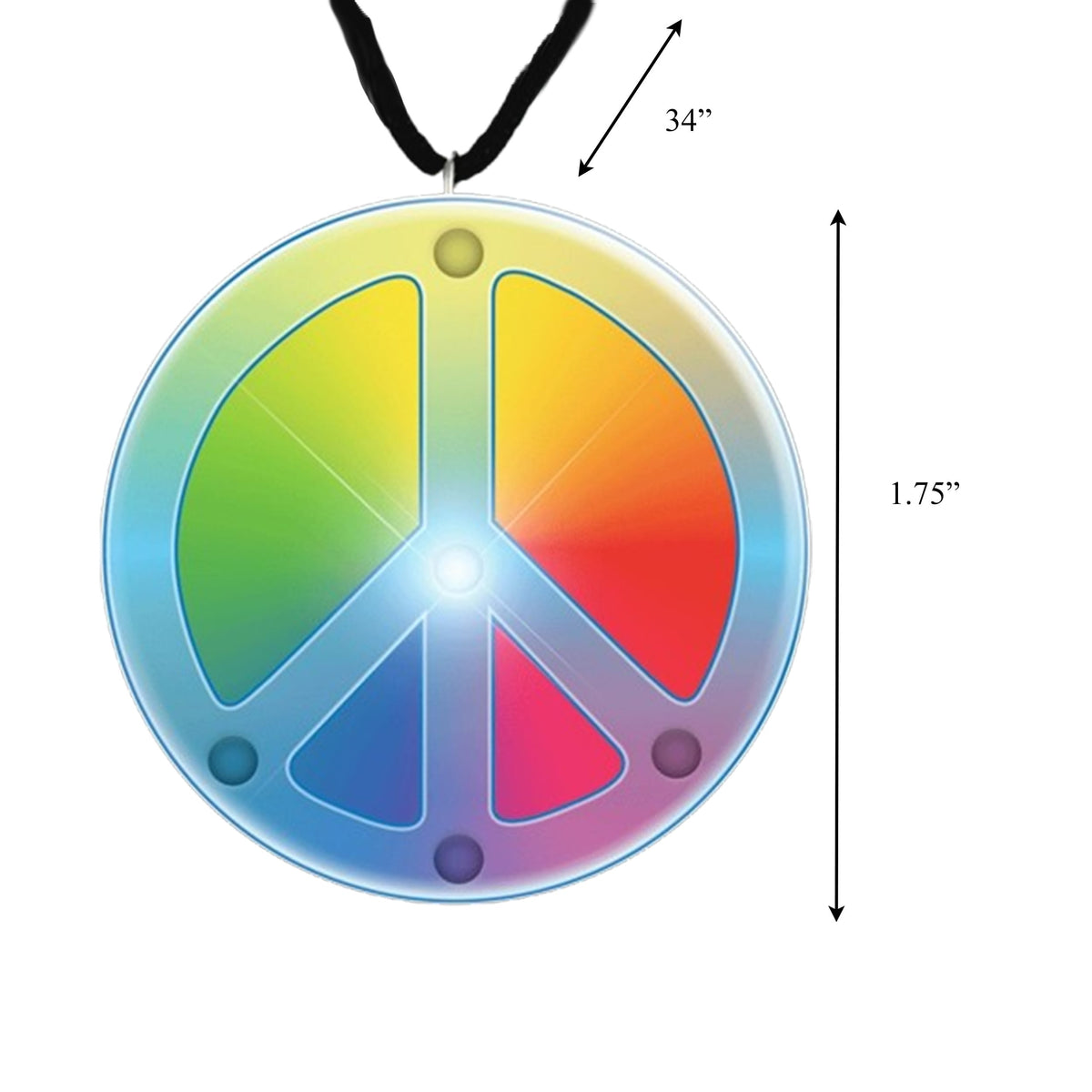 Peace Sign Rasta Colors Flashing Body Light Necklace
