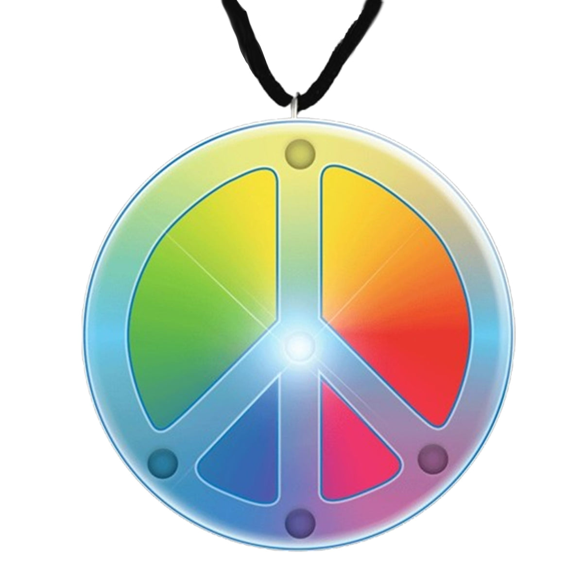 Peace Sign Rasta Colors Flashing Body Light Necklace