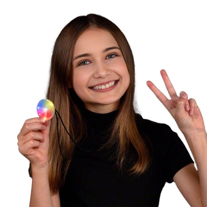 Peace Sign Rasta Colors Flashing Body Light Necklace