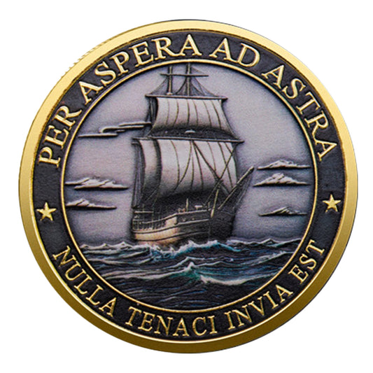 Per Aspera Ad Astra Motivational Nautical Challenge Gold Plated Coin