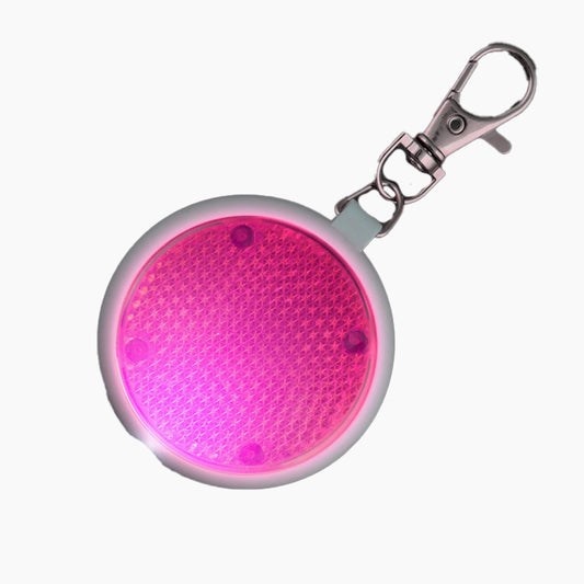 Pink Round Personal Safety Emergency Keychain Set Flashlight Blinkers