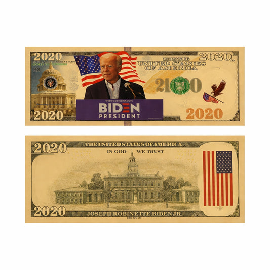 Podium Campaign Gold Foil President Joe Biden 2020 24k Gold Plated Bill Collectible Banknotes for Decoration