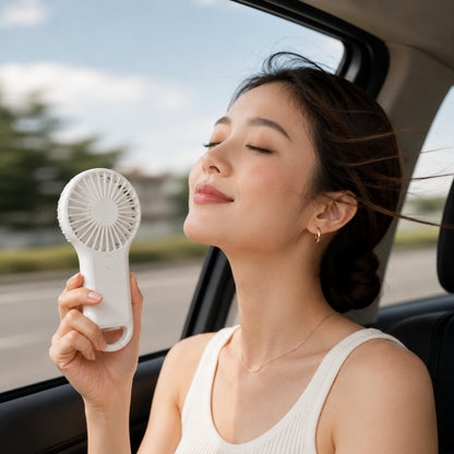 Portable 2 Speed White Mini Fan with Built In Carabiner Clip