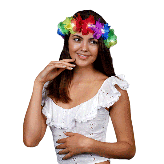 Light Up Flashing Rainbow Flower Crown Stretchy Headband