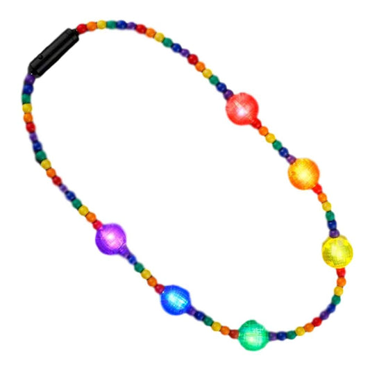 Flashing Rainbow Disco Prism Balls Fancy Party Necklace