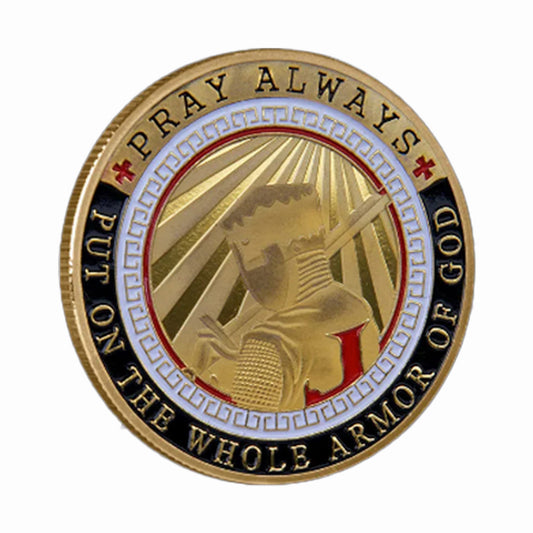 Brave Knight Edition Put on the Whole Armor of God Christian Gold Plated Coin
