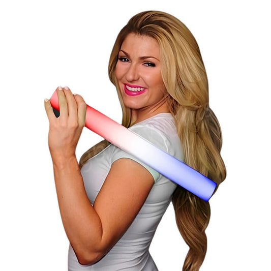 Premium LED Foam Cheer Sticks with Red White Blue LEDs