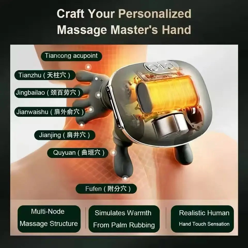 Wireless Neck Cervical Trapezius Kneading Massage Shawl 4D Bionic Finger Neck Shoulder Massager Brushless Motor Neck masajeador
