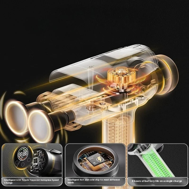 Double Head Handheld Mini Massager Gun with Deep Tissue Percussion Muscle Massage Gun Multifunctional Rechargeable Fascial Gun