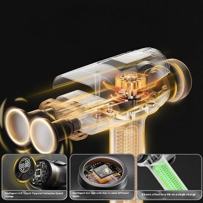 Double Head Handheld Mini Massager Gun with Deep Tissue Percussion Muscle Massage Gun Multifunctional Rechargeable Fascial Gun
