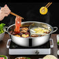28cm Stainless Steel Twin Divided Double Pot Hotpot Cooker Gas Stove Compatible Pot Chinese Hot Pot Kitchen Soup Cooking Pot