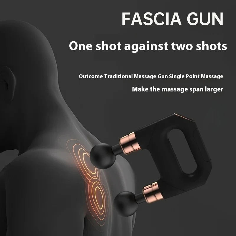 New Products 6 Gears Fascial Gun Double Head Mini Massage Gun Cordless Deep Tissue Vibration Muscle Massage Gun with LED Display