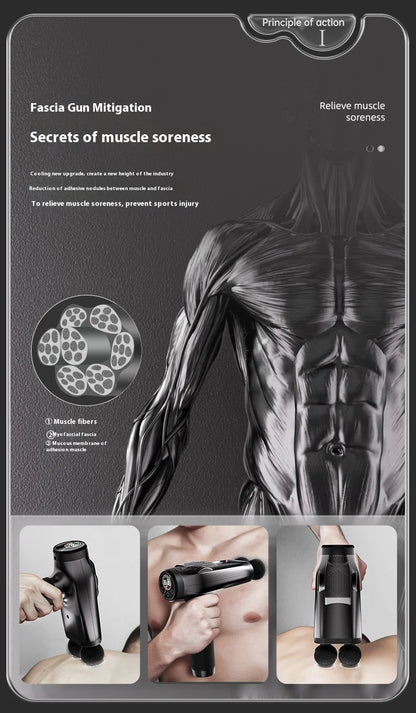 Double Head Handheld Mini Massager Gun with Deep Tissue Percussion Muscle Massage Gun Multifunctional Rechargeable Fascial Gun