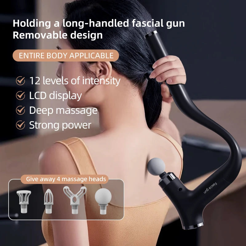 Multifunctional Intelligent Massage Gun Detachable Handheld Long-Handled Elbow Fascia Muscle Relaxation Massager for Home Use