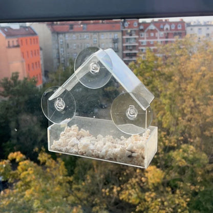 Transparent Bird Feeder Birds House for Outdoor Window Bird Feeder with Strong Suction Cups for Wild Birds, Cardinal Bluebird