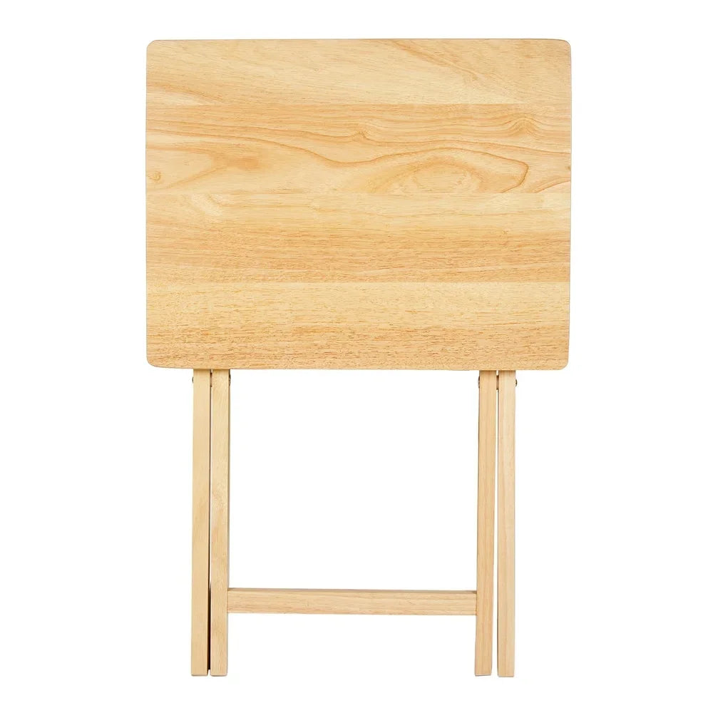 Indoor Folding TV Tray Table Portable Lightweight Solid Rubberwood Space Saving Easy Storage No Assembly Required Compact Design