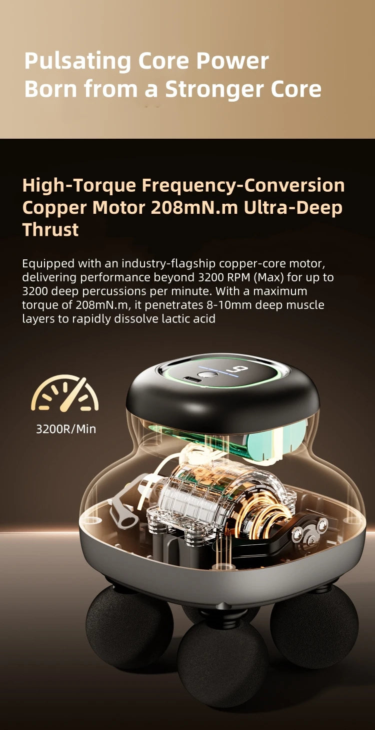4-Heads Handheld Fascia Gun Electric Deep Tissue Body Massager Professional Muscle Massager Tool Portable for Myofascial Release