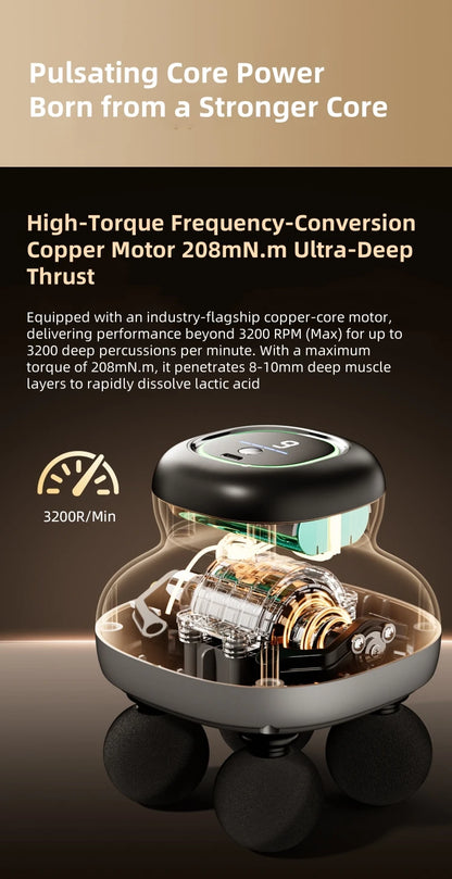 4-Heads Handheld Fascia Gun Electric Deep Tissue Body Massager Professional Muscle Massager Tool Portable for Myofascial Release