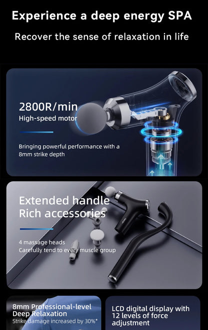 Multifunctional Intelligent Massage Gun Detachable Handheld Long-Handled Elbow Fascia Muscle Relaxation Massager for Home Use