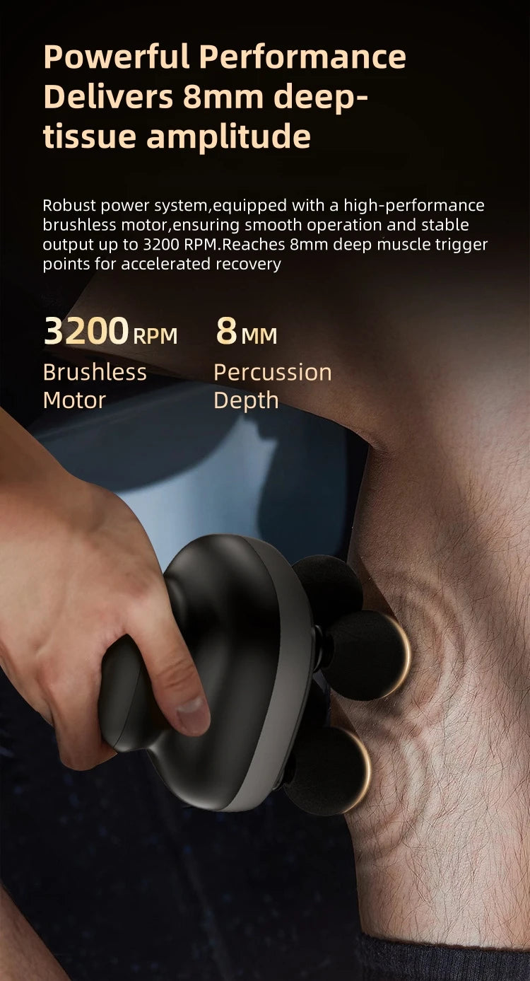 4-Heads Handheld Fascia Gun Electric Deep Tissue Body Massager Professional Muscle Massager Tool Portable for Myofascial Release