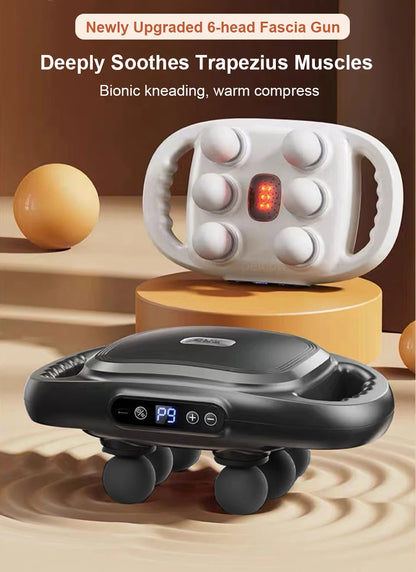 Fascia Gun Muscle Massager Gun High Frequency Back Waist Massage Machine Six-head Body Shoulder Professional Fascia Massage Gun
