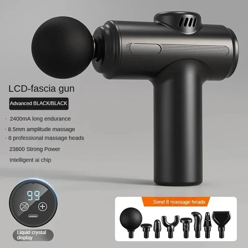 23800RPM Massage Gun, 8.5mm Deep Tissue Percussion Fascia Gun, 4 Heads Electric Muscle Massager for Full Body Relaxation