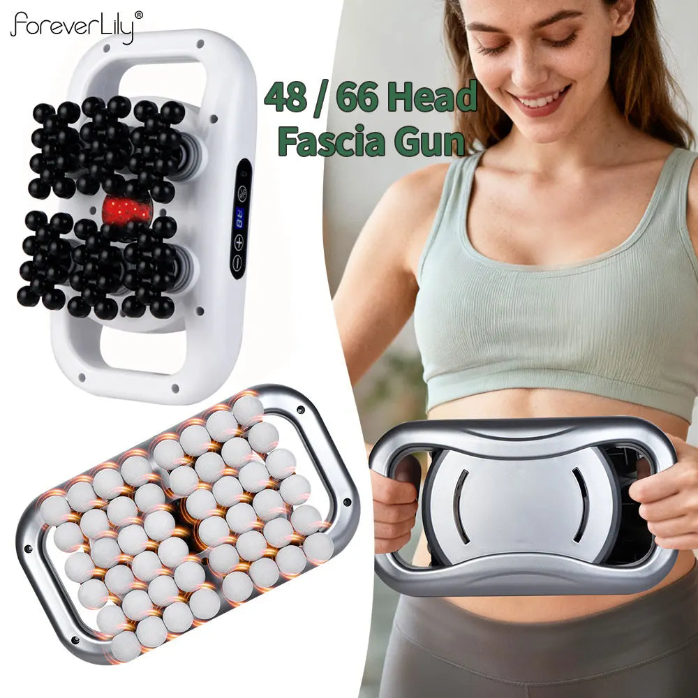 48/66-Head Fascia Gun High Frequency Vibration Body Fascia Massage Gun Back Waist Massager Tool Neck Shoulder Fascia Masajeador