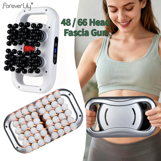 48/66-Head Fascia Gun High Frequency Vibration Body Fascia Massage Gun Back Waist Massager Tool Neck Shoulder Fascia Masajeador