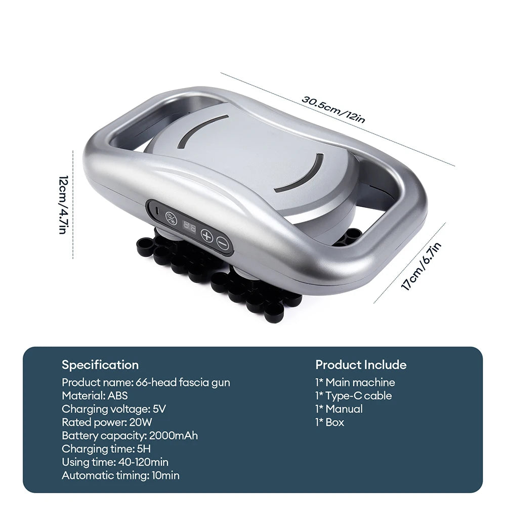 48/66-Head Fascia Gun High Frequency Vibration Body Fascia Massage Gun Back Waist Massager Tool Neck Shoulder Fascia Masajeador