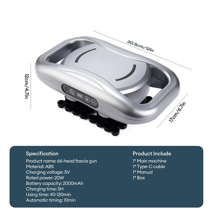 48/66-Head Fascia Gun High Frequency Vibration Body Fascia Massage Gun Back Waist Massager Tool Neck Shoulder Fascia Masajeador