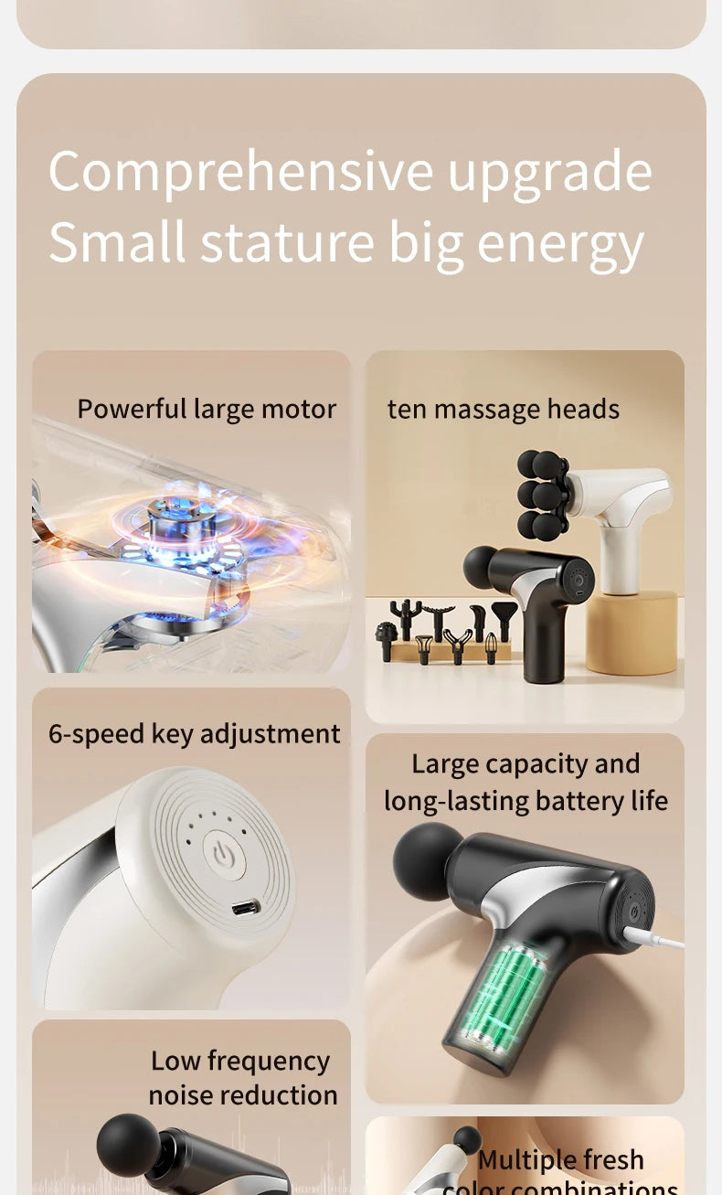 10 head fascia gun electric vibration massage gun for relaxing the body and massaging handheld impact massager