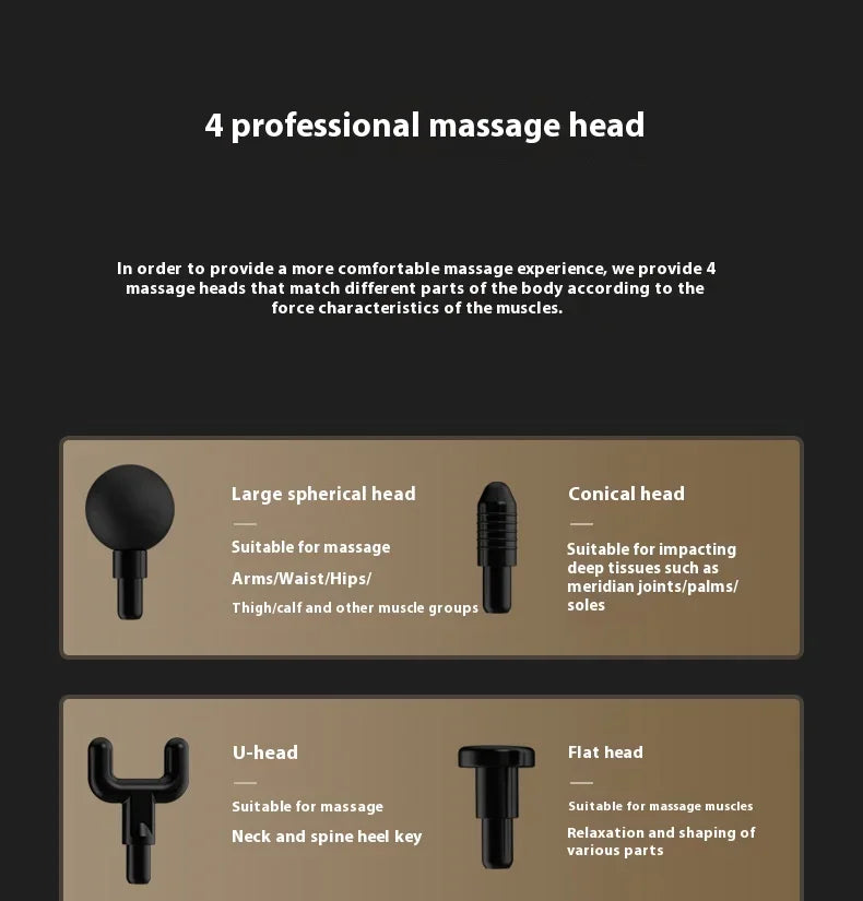 New Products 6 Gears Fascial Gun Double Head Mini Massage Gun Cordless Deep Tissue Vibration Muscle Massage Gun with LED Display