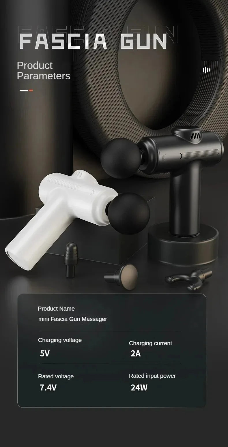 23800RPM Massage Gun, 8.5mm Deep Tissue Percussion Fascia Gun, 4 Heads Electric Muscle Massager for Full Body Relaxation