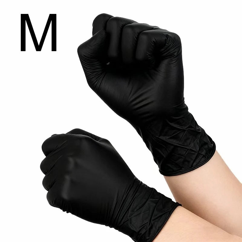 10/60/100PCS Disposable Black Nitrile Gloves Housework Nitrile Gloves Pet Hairdressing Dishwashing Tattoo Hair Washing Tool