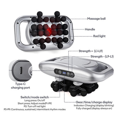 48-Heads Body Massage Gun High-Frequency Vibration Fascia Gun Back Waist Thigh Massager Neck Shoulder Massager Muscle masajeador