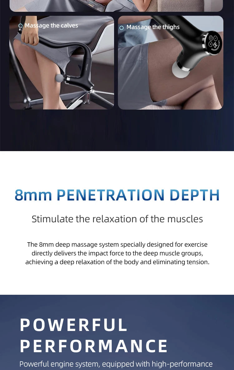 Multifunctional Intelligent Massage Gun Detachable Handheld Long-Handled Elbow Fascia Muscle Relaxation Massager for Home Use