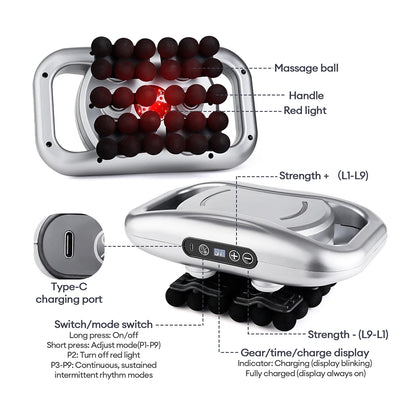48-Heads Body Massage Gun High-Frequency Vibration Fascia Gun Back Waist Thigh Massager Neck Shoulder Massager Muscle masajeador