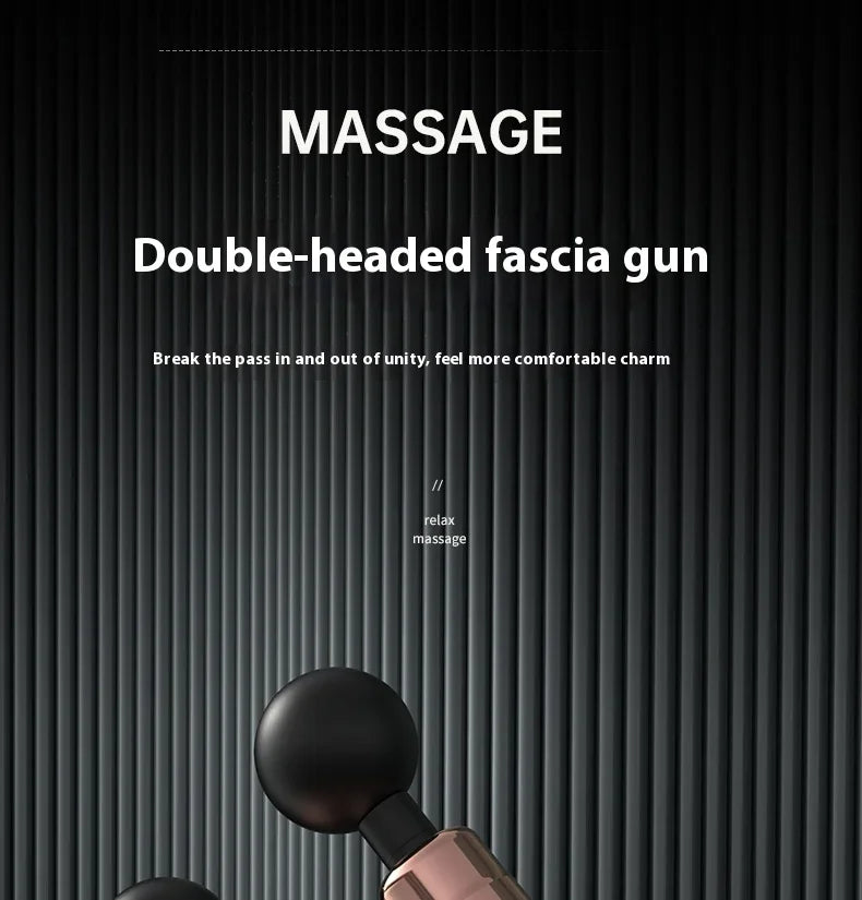 New Products 6 Gears Fascial Gun Double Head Mini Massage Gun Cordless Deep Tissue Vibration Muscle Massage Gun with LED Display