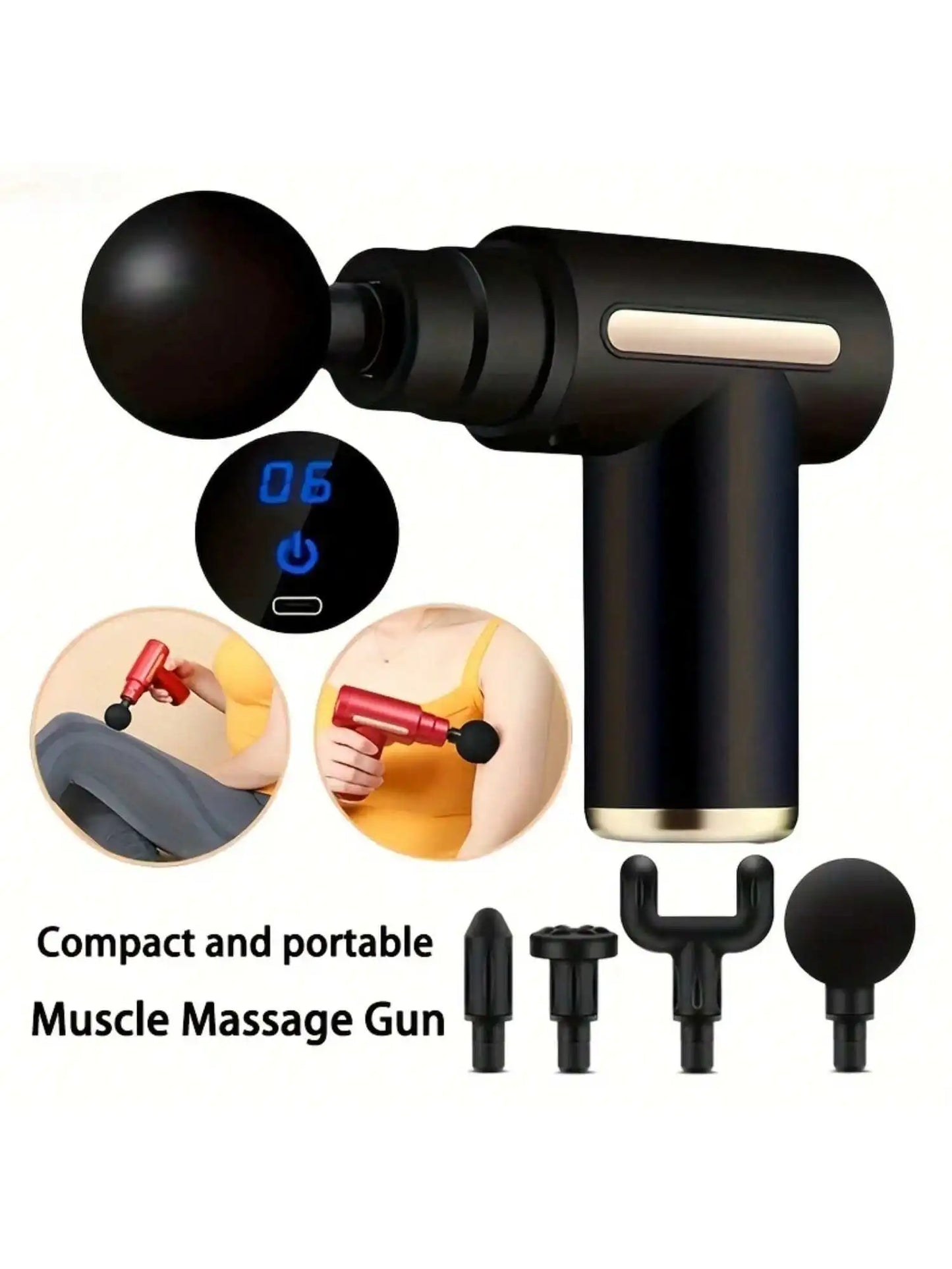2026 Portable Muscle Massage Gun For Body Massage, With Led Touch Screen, Speed Adjustment, Rechargeable