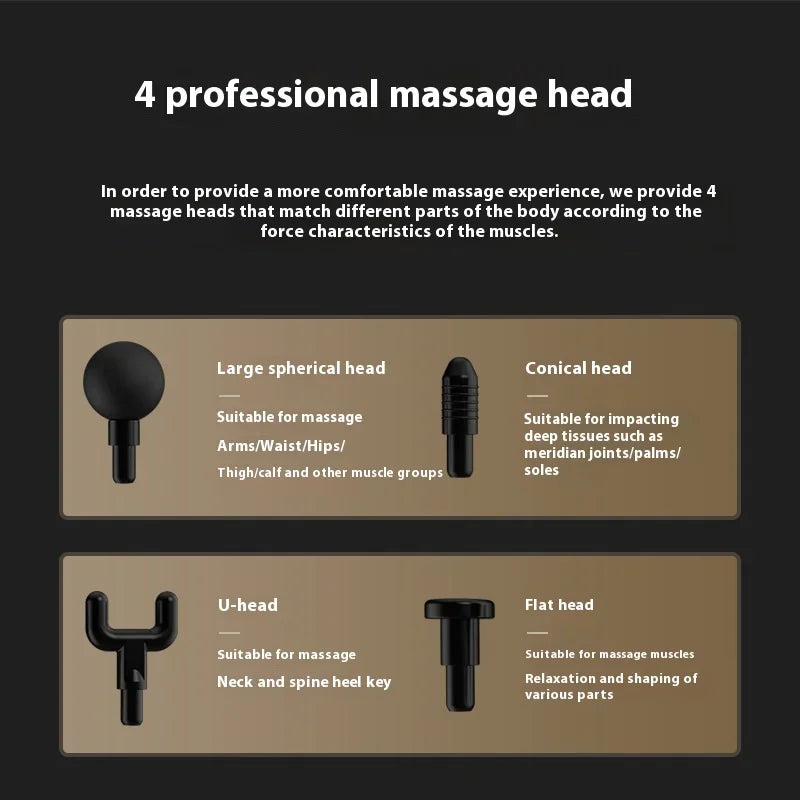 New Products 6 Gears Fascial Gun Double Head Mini Massage Gun Cordless Deep Tissue Vibration Muscle Massage Gun with LED Display