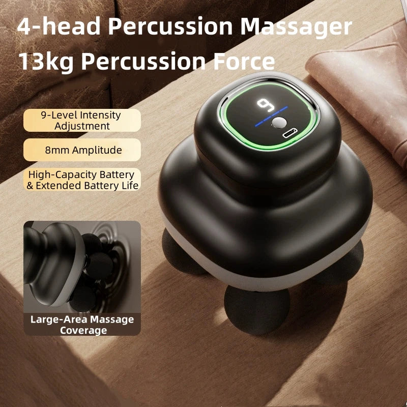 4-Heads Handheld Fascia Gun Electric Deep Tissue Body Massager Professional Muscle Massager Tool Portable for Myofascial Release