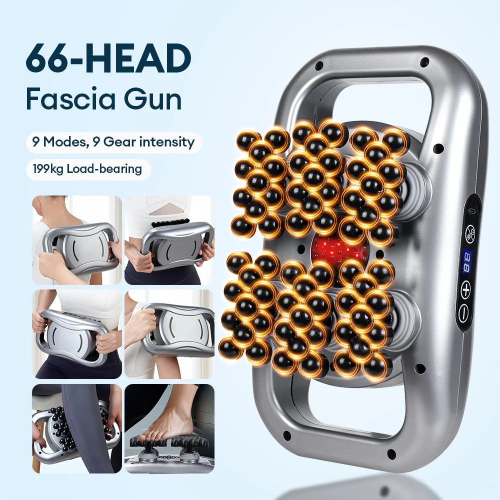 48/66-Head Fascia Gun High Frequency Vibration Body Fascia Massage Gun Back Waist Massager Tool Neck Shoulder Fascia Masajeador