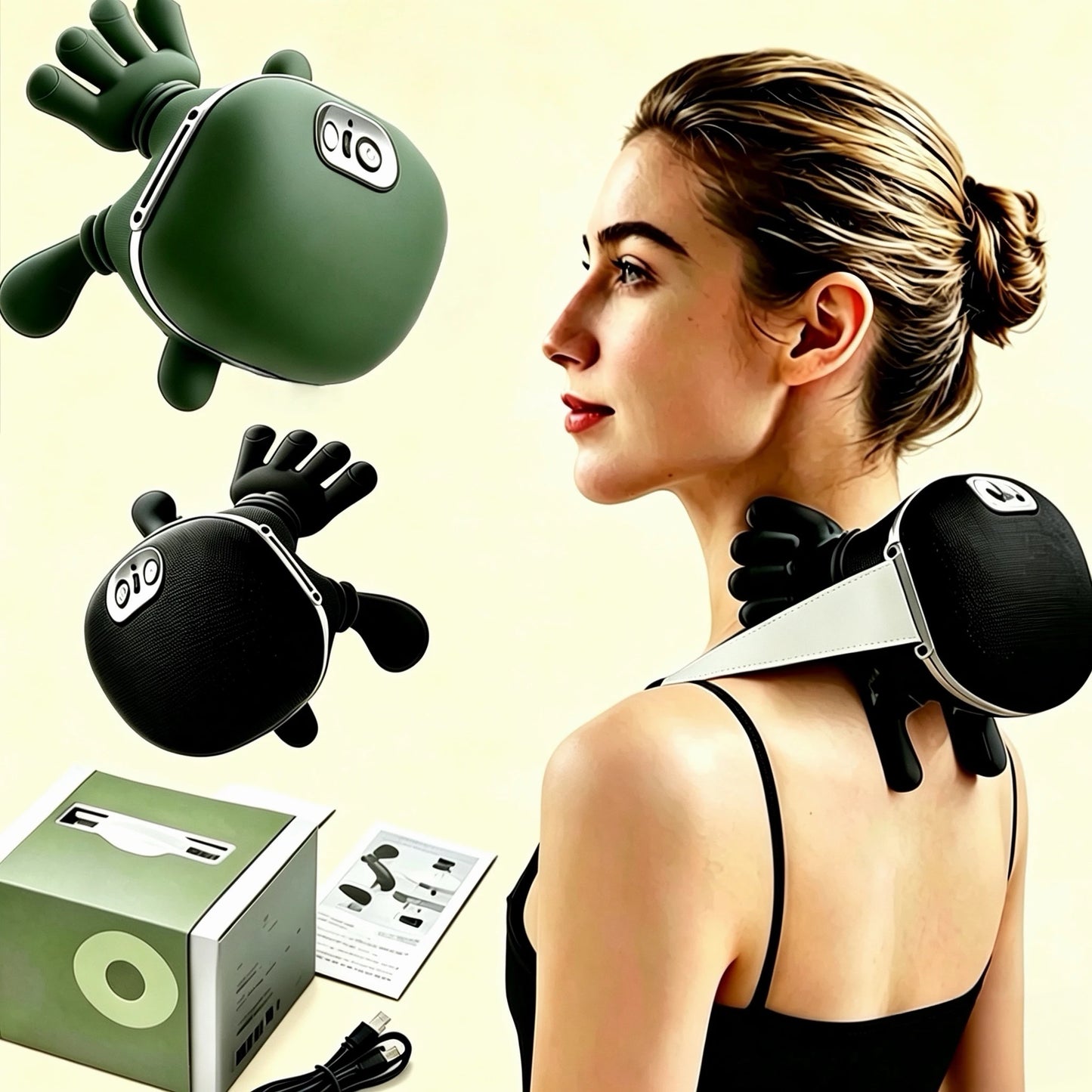 Wireless Neck Cervical Trapezius Kneading Massage Shawl 4D Bionic Finger Neck Shoulder Massager Brushless Motor Neck masajeador