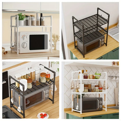 1 Microwave Storage Rack, Space Saving Countertop Kitchen Utensil And Cutlery Storage Rack, Plastic Kitchen Accessory Rack