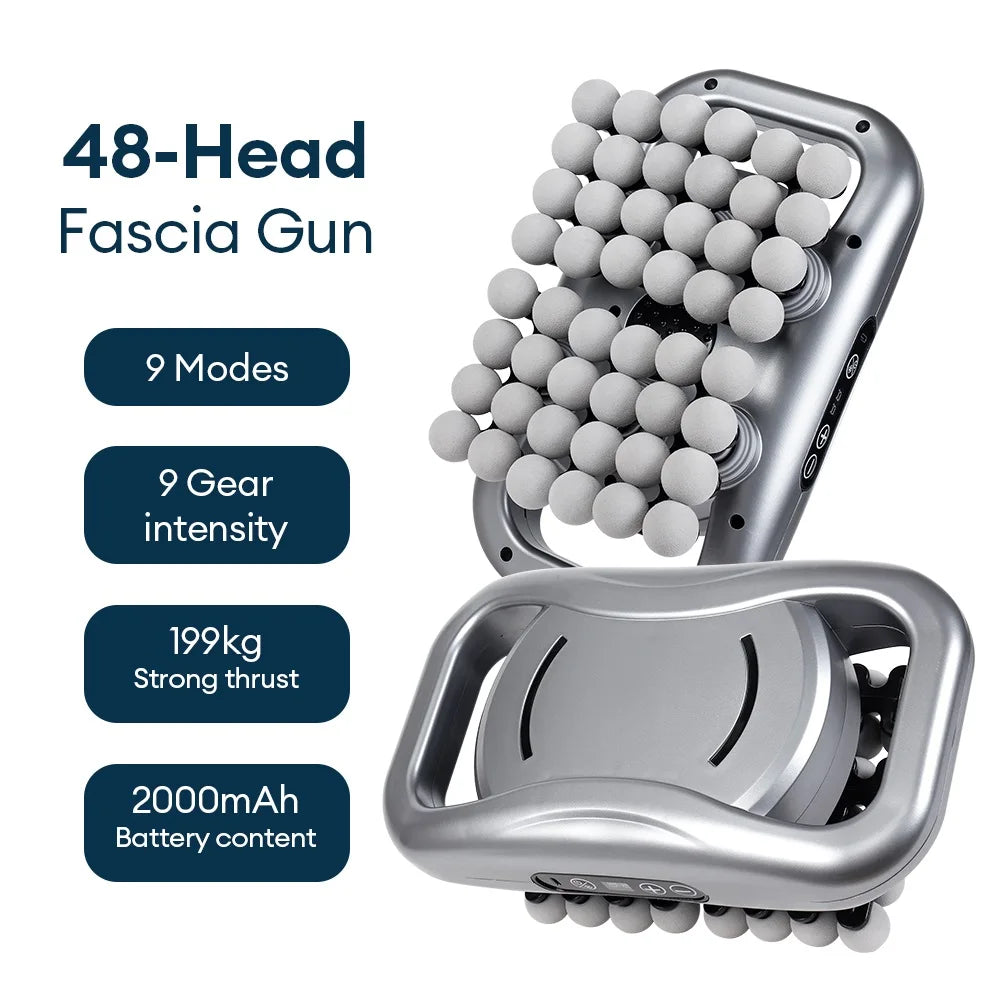 48/66-Head Fascia Gun High Frequency Vibration Body Fascia Massage Gun Back Waist Massager Tool Neck Shoulder Fascia Masajeador