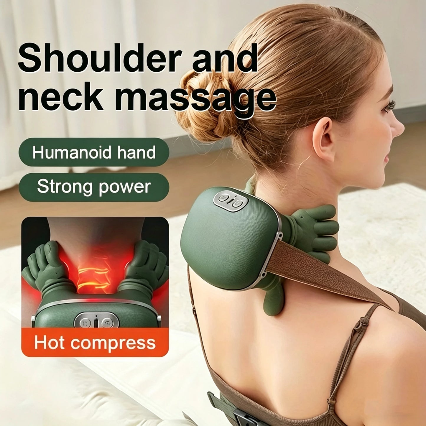 Wireless Neck Cervical Trapezius Kneading Massage Shawl 4D Bionic Finger Neck Shoulder Massager Brushless Motor Neck masajeador
