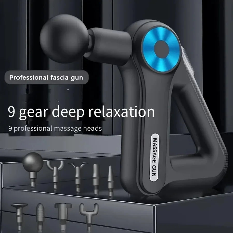Mini Triangular Fascia Gun Neck Cervical spine Massage With 9 Massage Heads 9 Levels of Adjustable Strength Low Noise