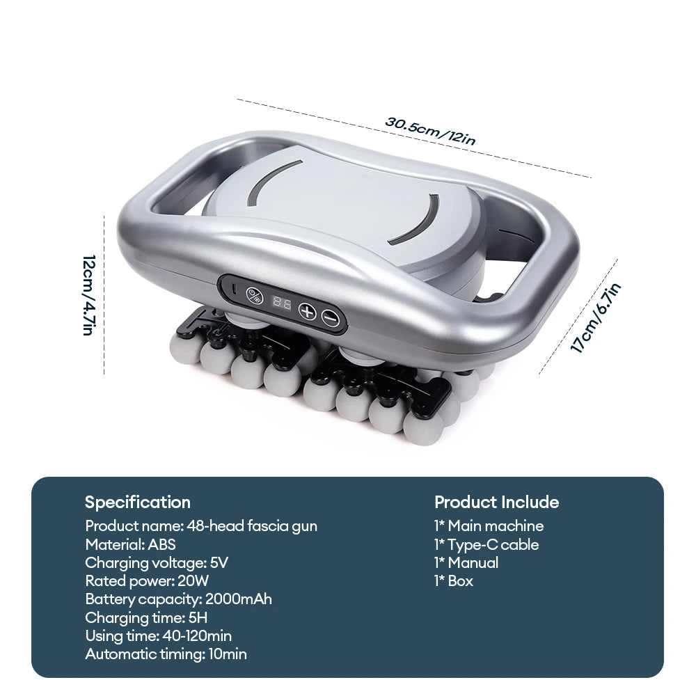 48/66-Head Fascia Gun High Frequency Vibration Body Fascia Massage Gun Back Waist Massager Tool Neck Shoulder Fascia Masajeador